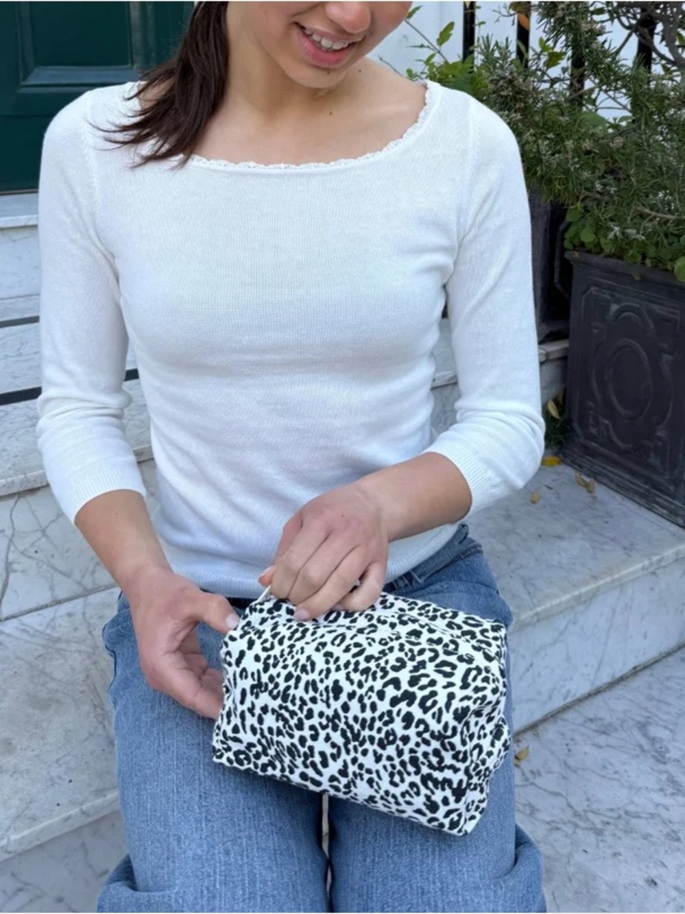 Brandy melville zebra print makeup bag